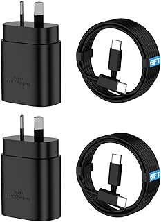 2 Pack 25W USB C Fast Charger for Samsung with 6.6FT/2M USB C Cable Compatible with Samsung Galaxy S25 Ultra/S25/S24 Ultra/S24/S23/S22/S21/Z Fold/Z Flip/ A54/Note20/Tab S9/S8/S7 PPS Charger
